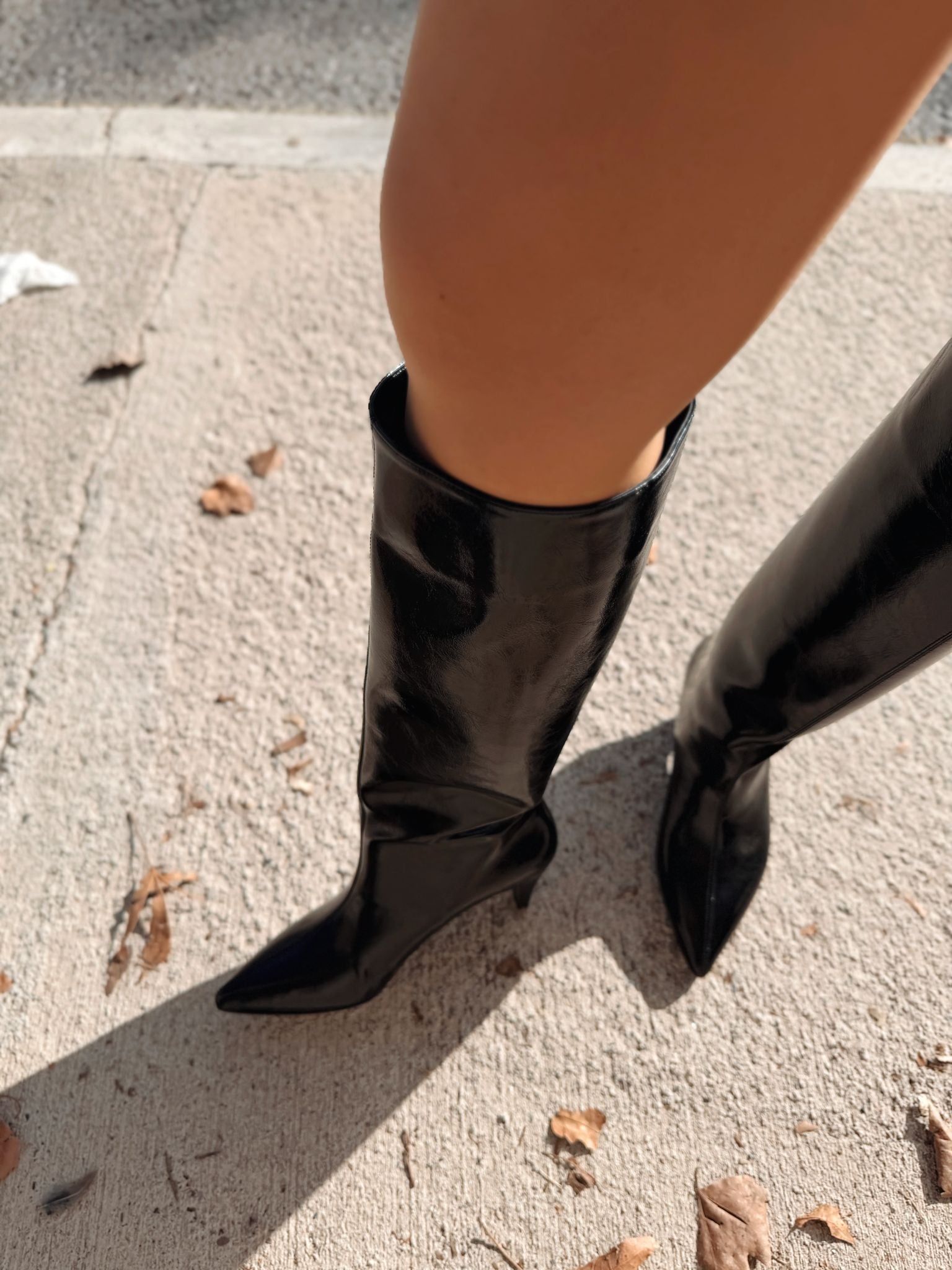 Remni Black Patent Faux Leather Pumps Boots Women's