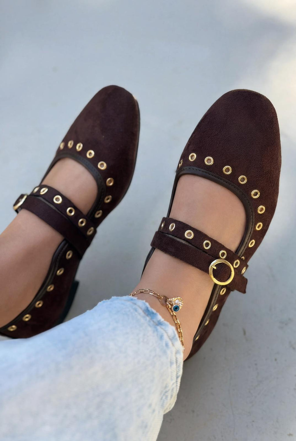 Elia Dark Brown Suede Women's Flats