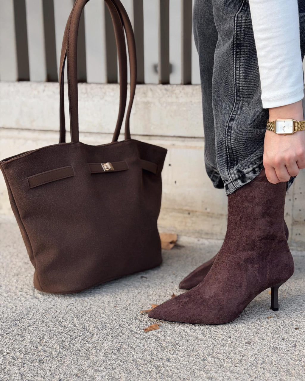 Orvex Brown Suede Stiletto Heel Women's Boots