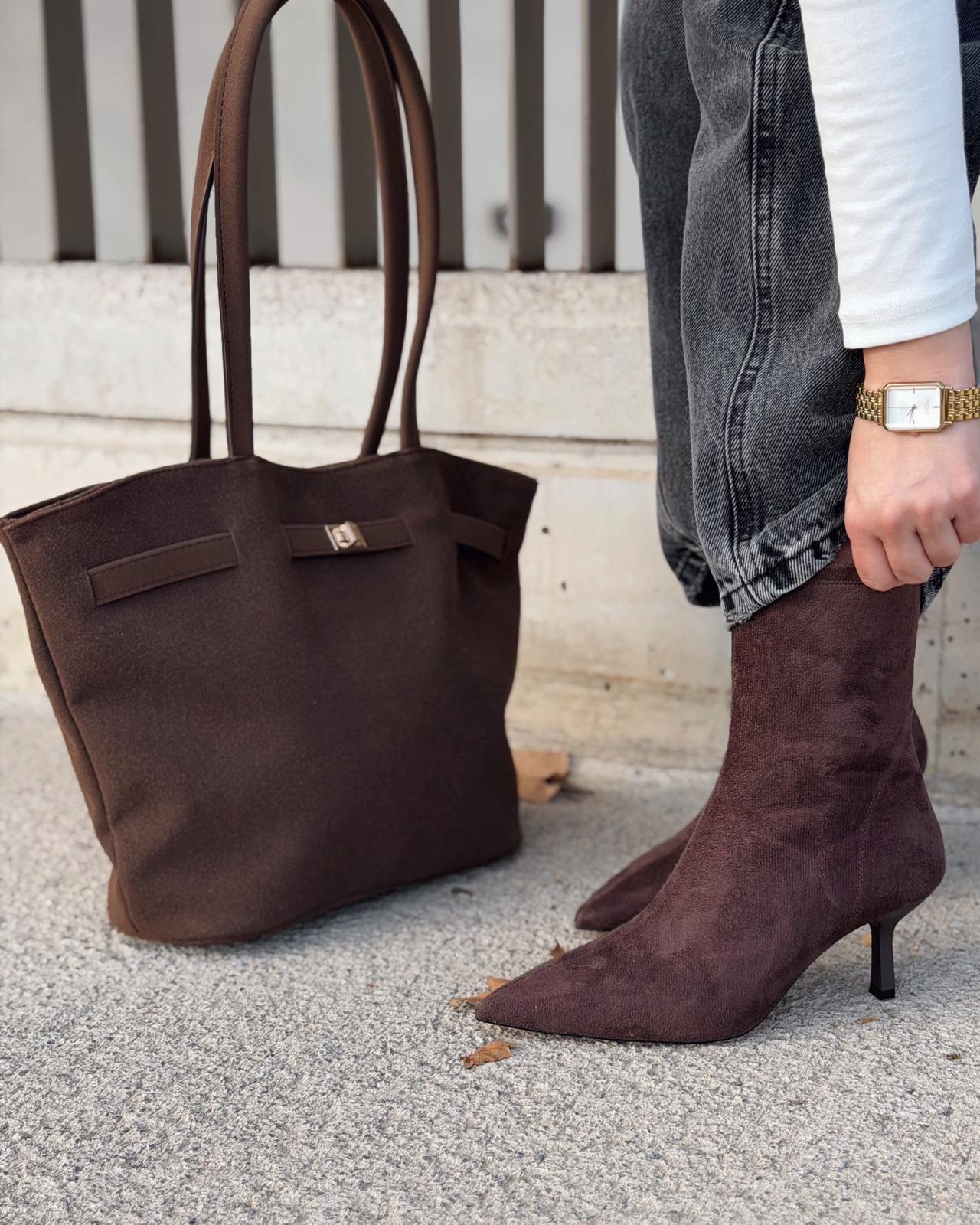 Orvex Brown Suede Stiletto Heel Women's Boots