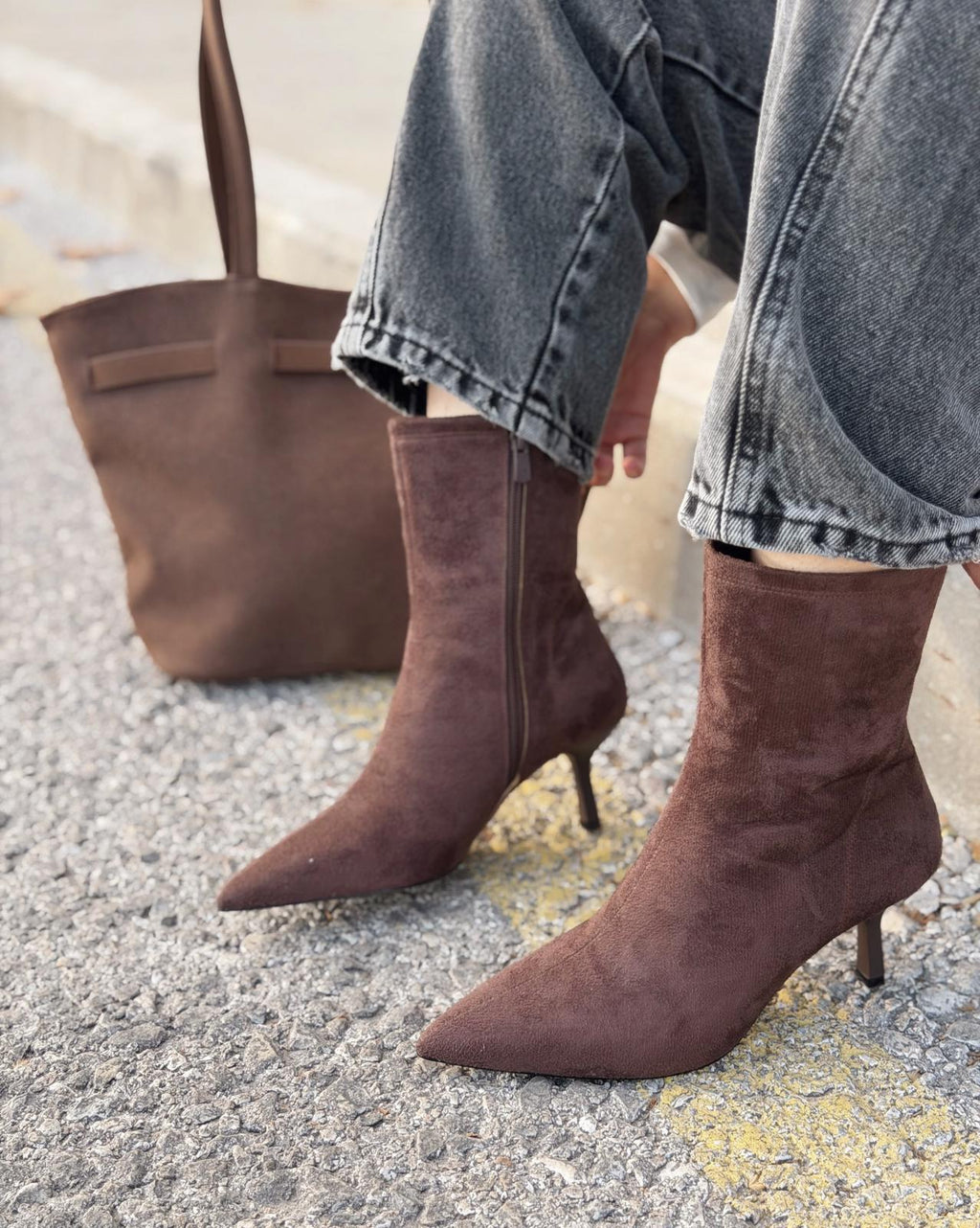 Orvex Brown Suede Stiletto Heel Women's Boots
