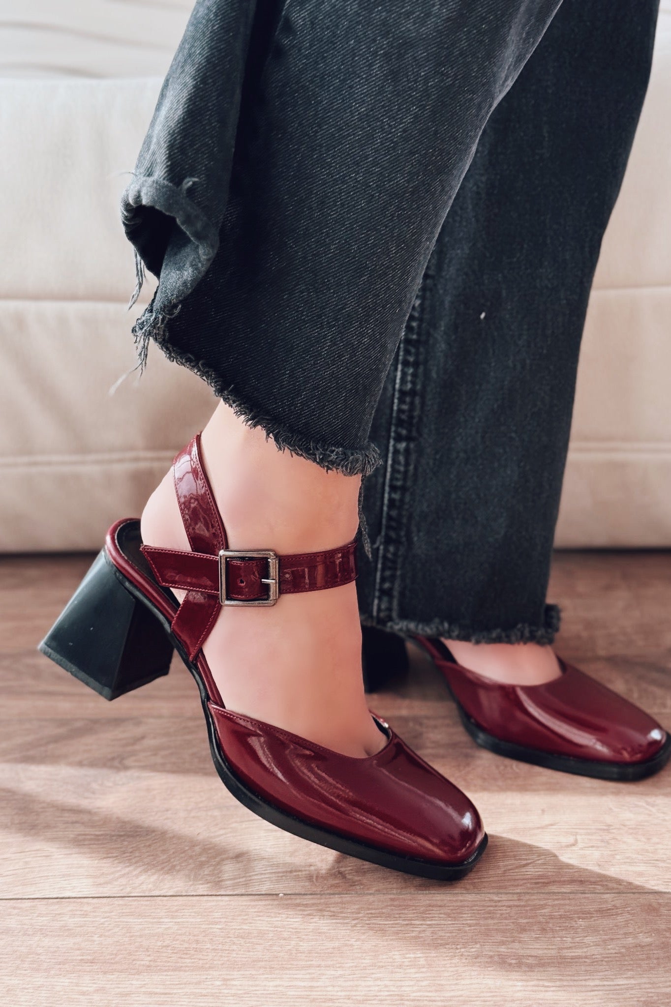 Melora Burgundy Patent Faux Leather Women's Mary Jane