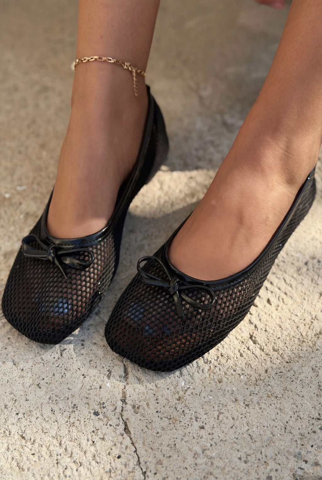 Torina Black Mesh Women's Flats