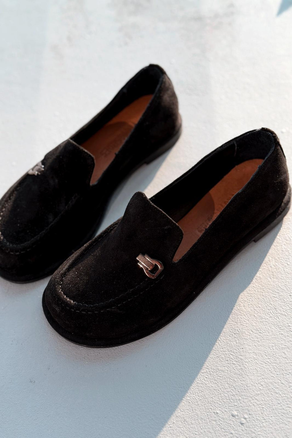 Rasen Black Genuine Suede Women's Loafers