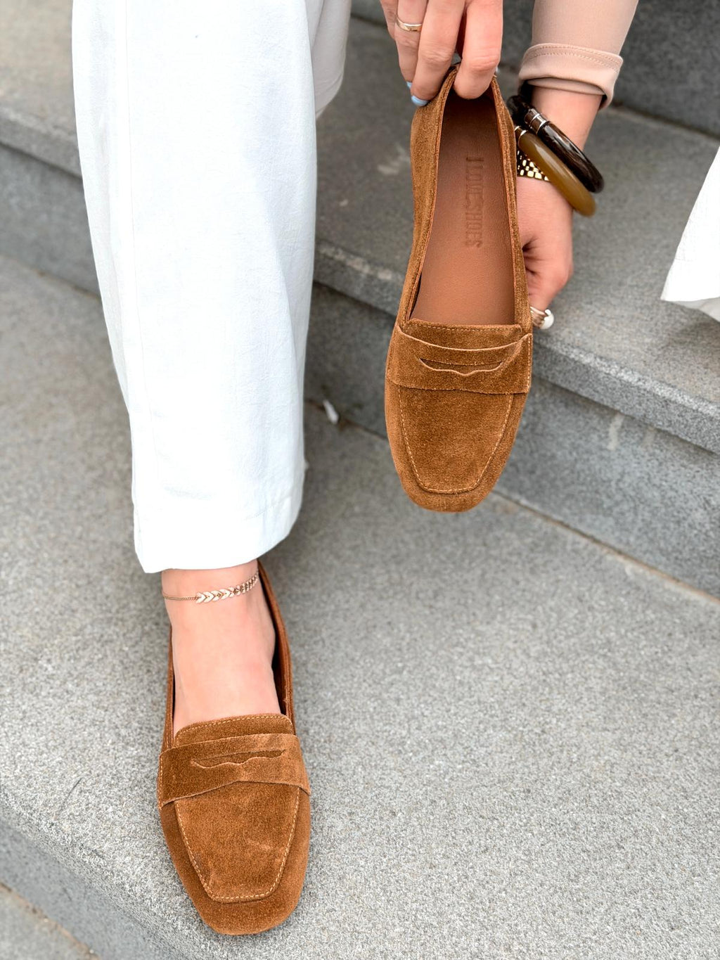 Melniel Taupe Genuine Suede Women's Loafers