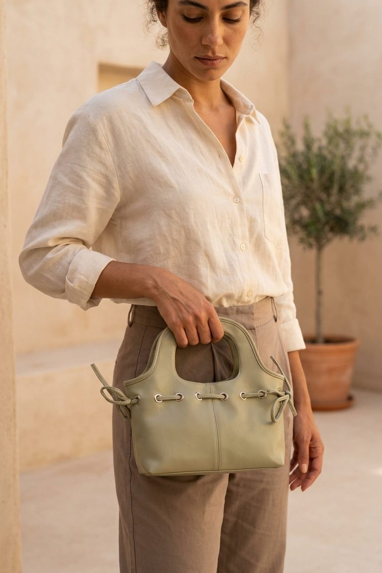 Varent Green Faux Leather Women's Handbag