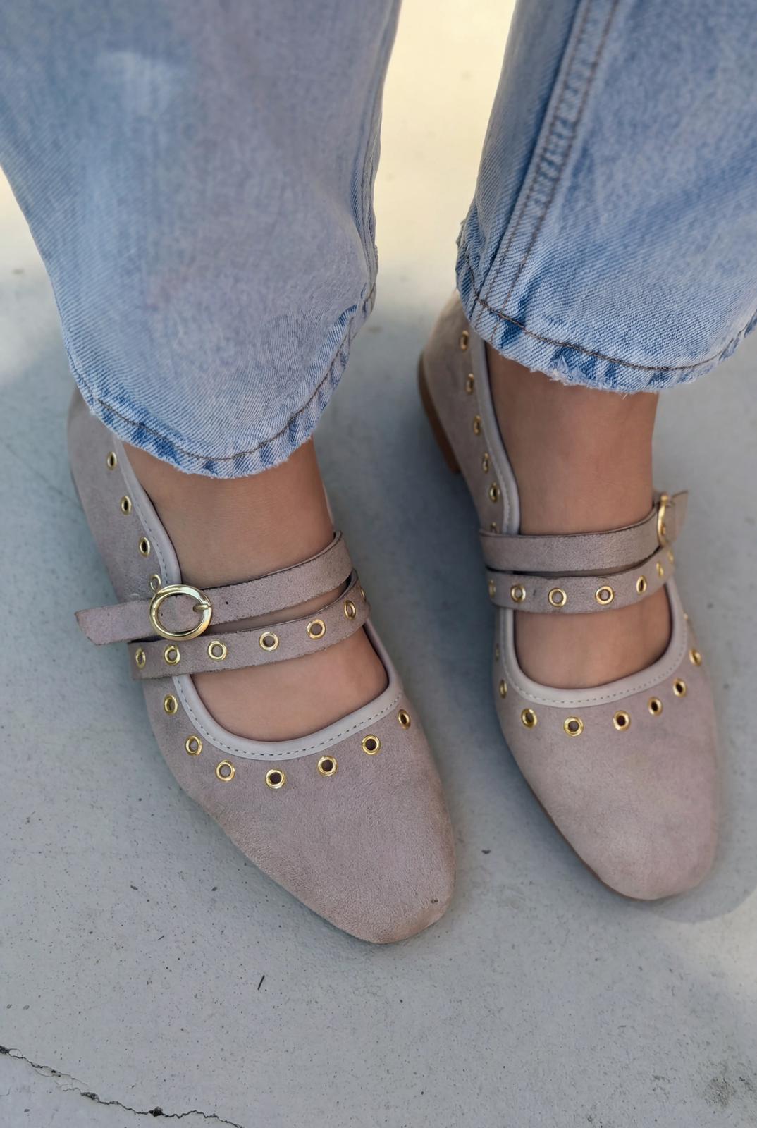 Elia Beige Suede Women's Flats