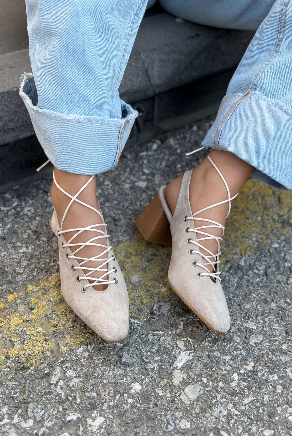 Yorella Beige Suede Women's Pumps