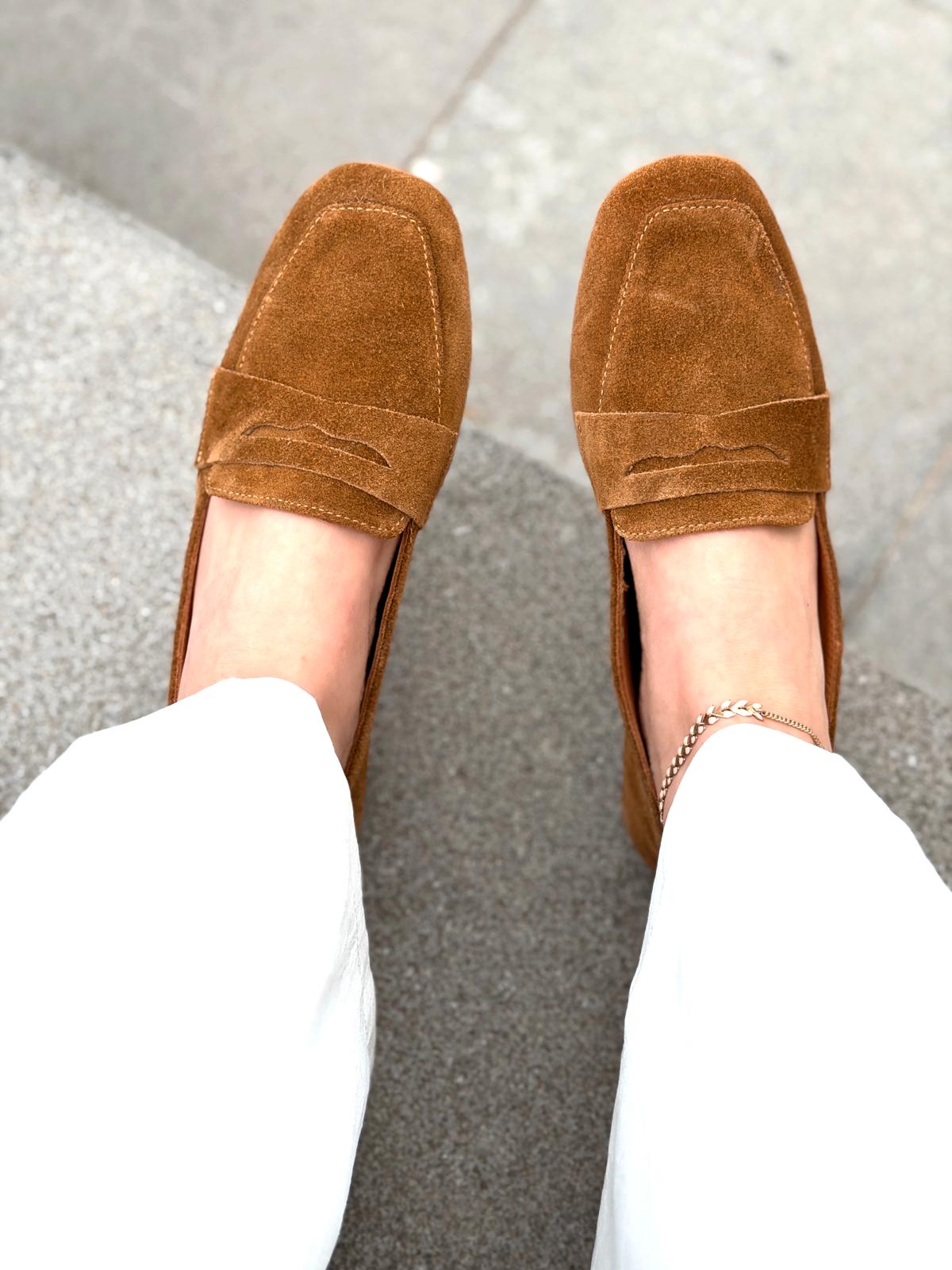 Melniel Taupe Genuine Suede Women's Loafers