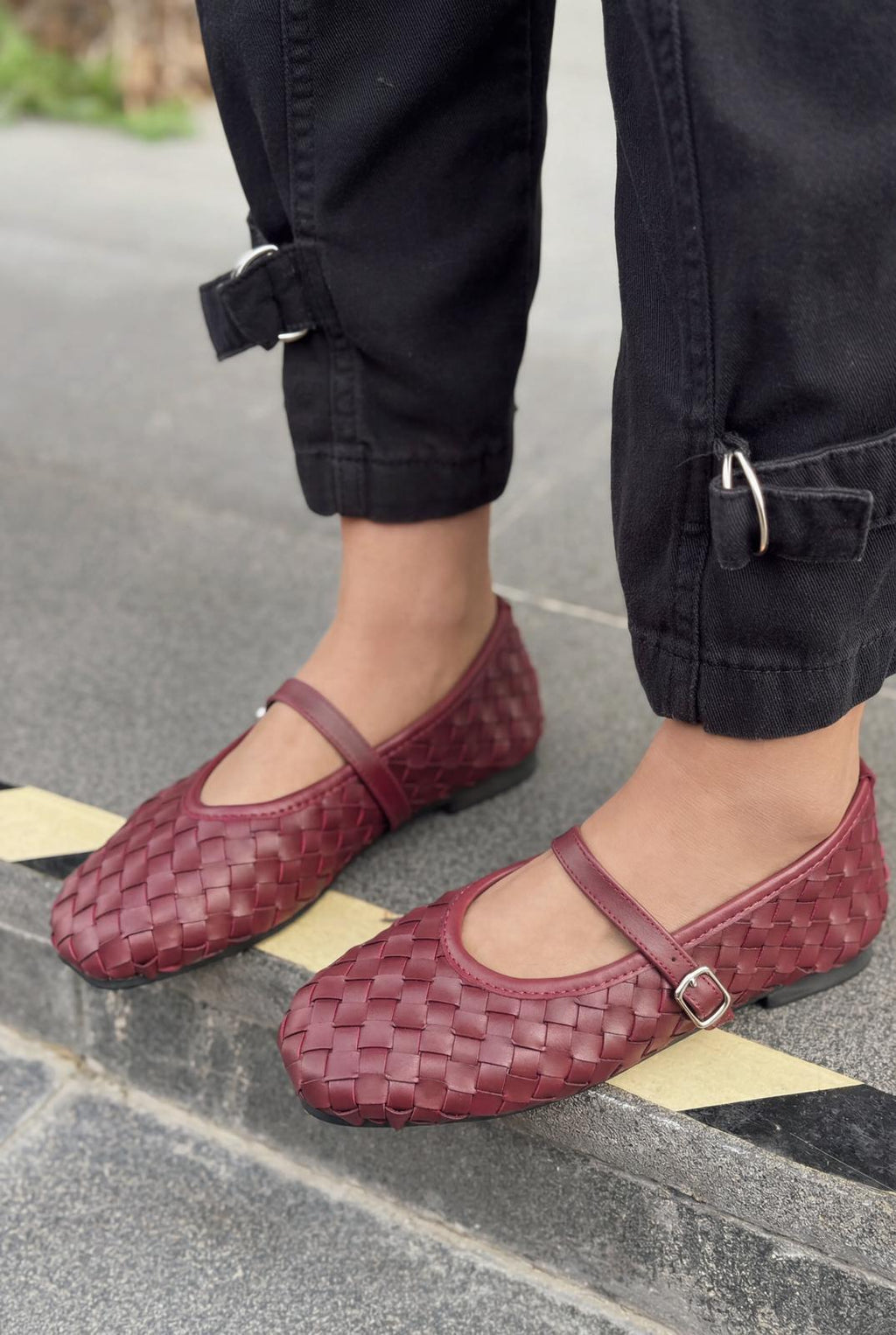 Roselle Burgundy Faux Leather Women's Flats