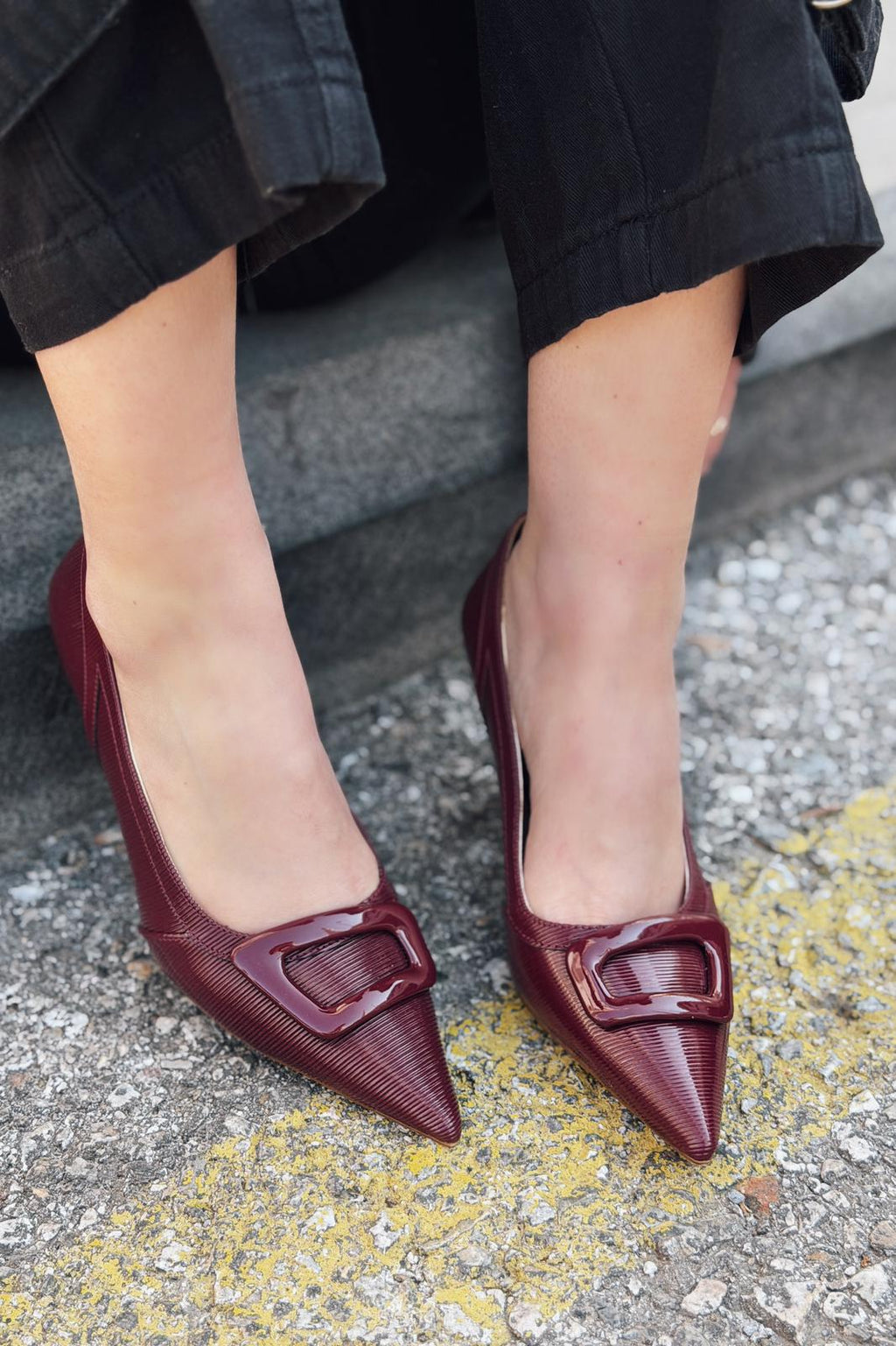 Finrel Burgundy Patent Faux Leather Women's Stilettos
