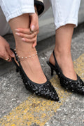 Selorine Black Sequin Women's Stilettos