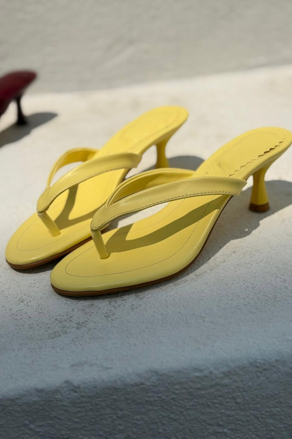 Ponya Yellow Faux Leather Pumps
