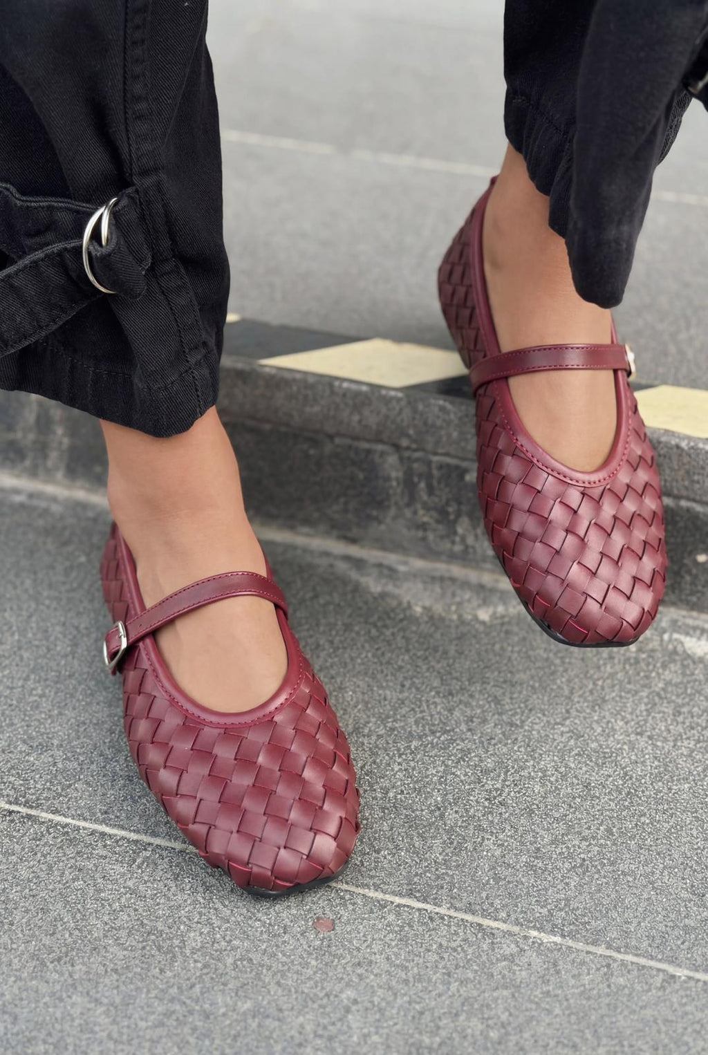 Roselle Burgundy Faux Leather Women's Flats