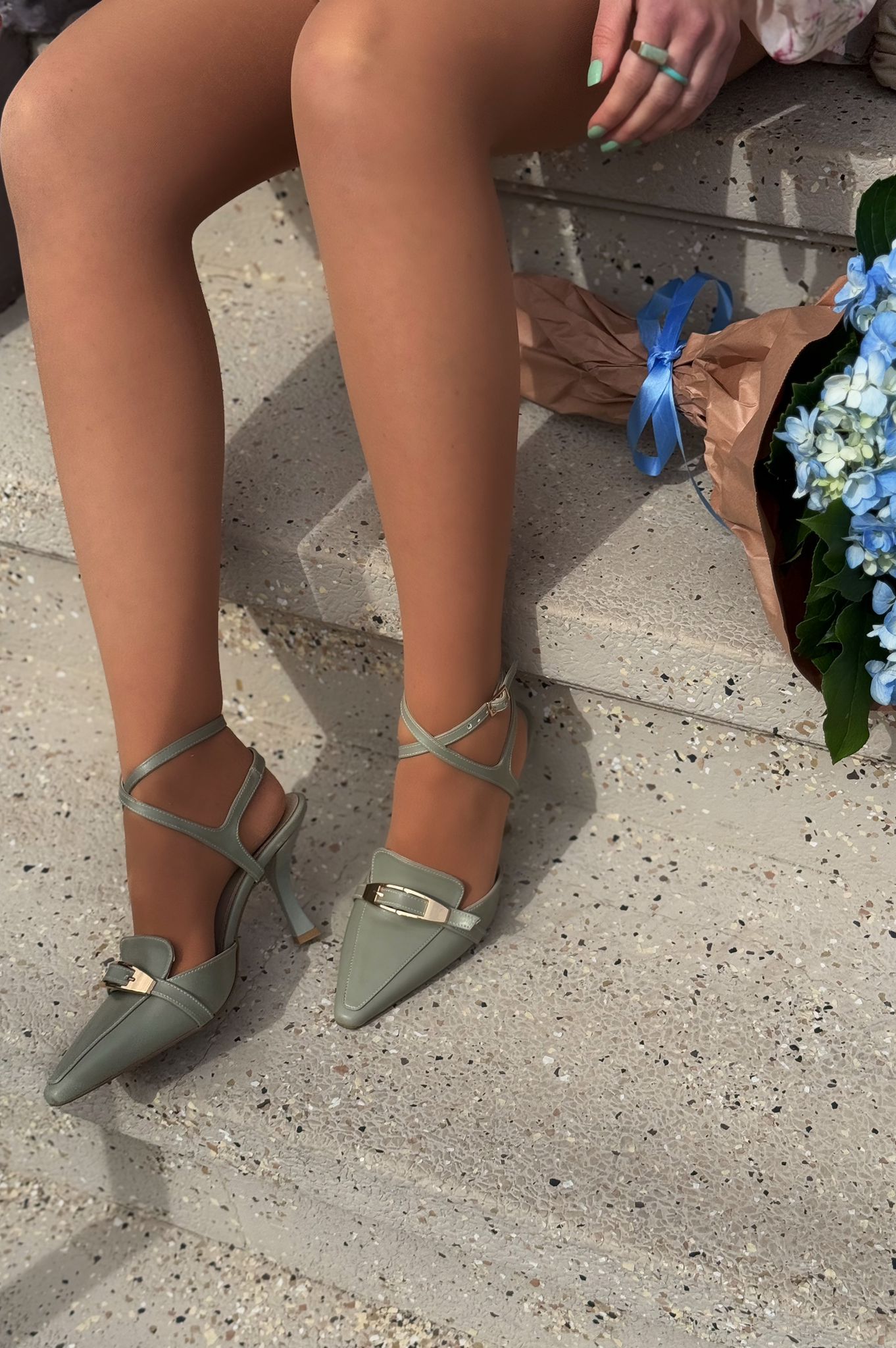 Vorno Mint Green Faux Leather Women's Stilettos