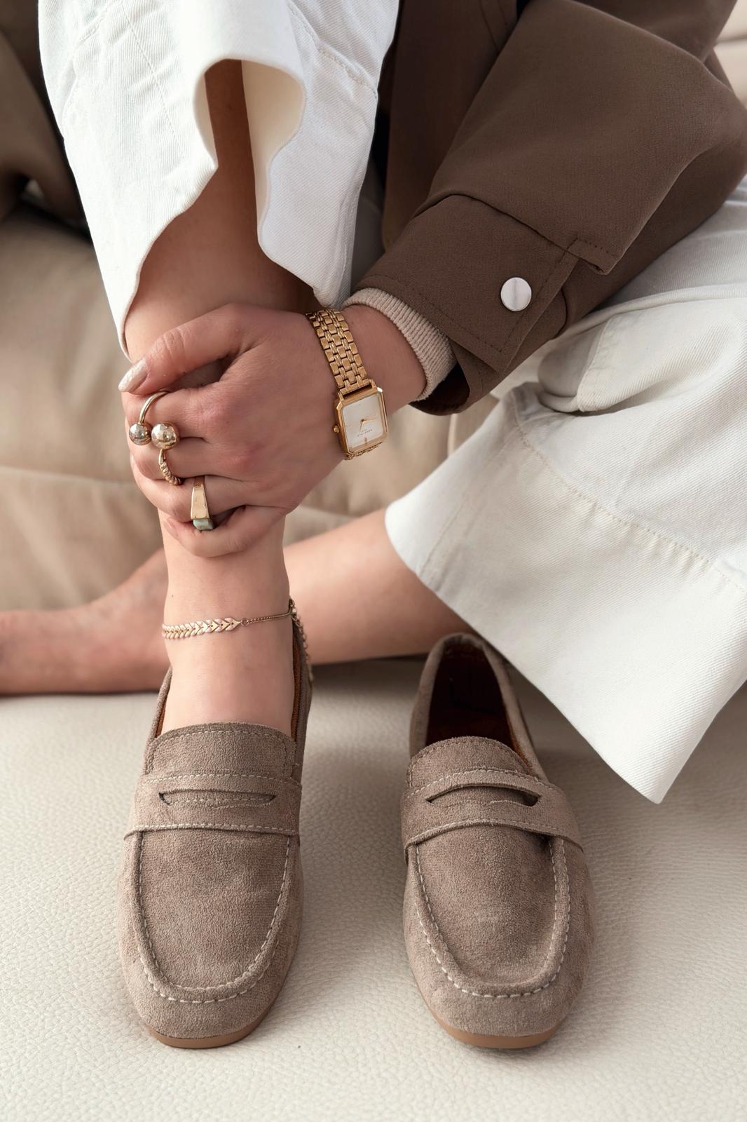 Orvino Taupe Suede Women's Loafers
