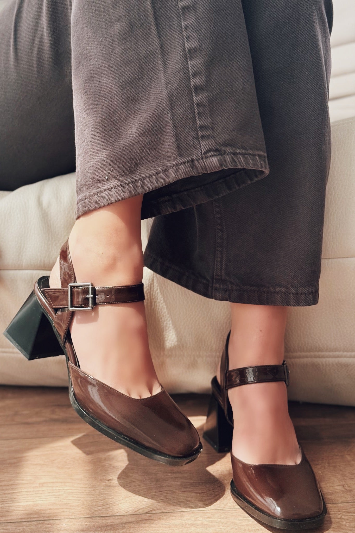 Melora Light Brown Patent Faux Leather Women's Mary Jane