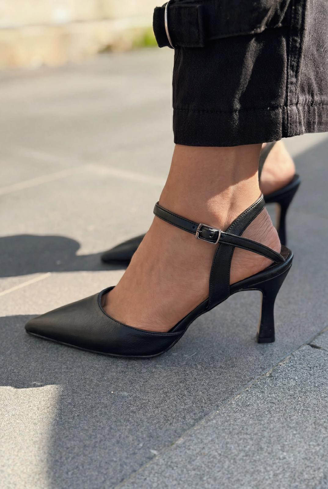Beloria Black Faux Leather Women's Stilettos
