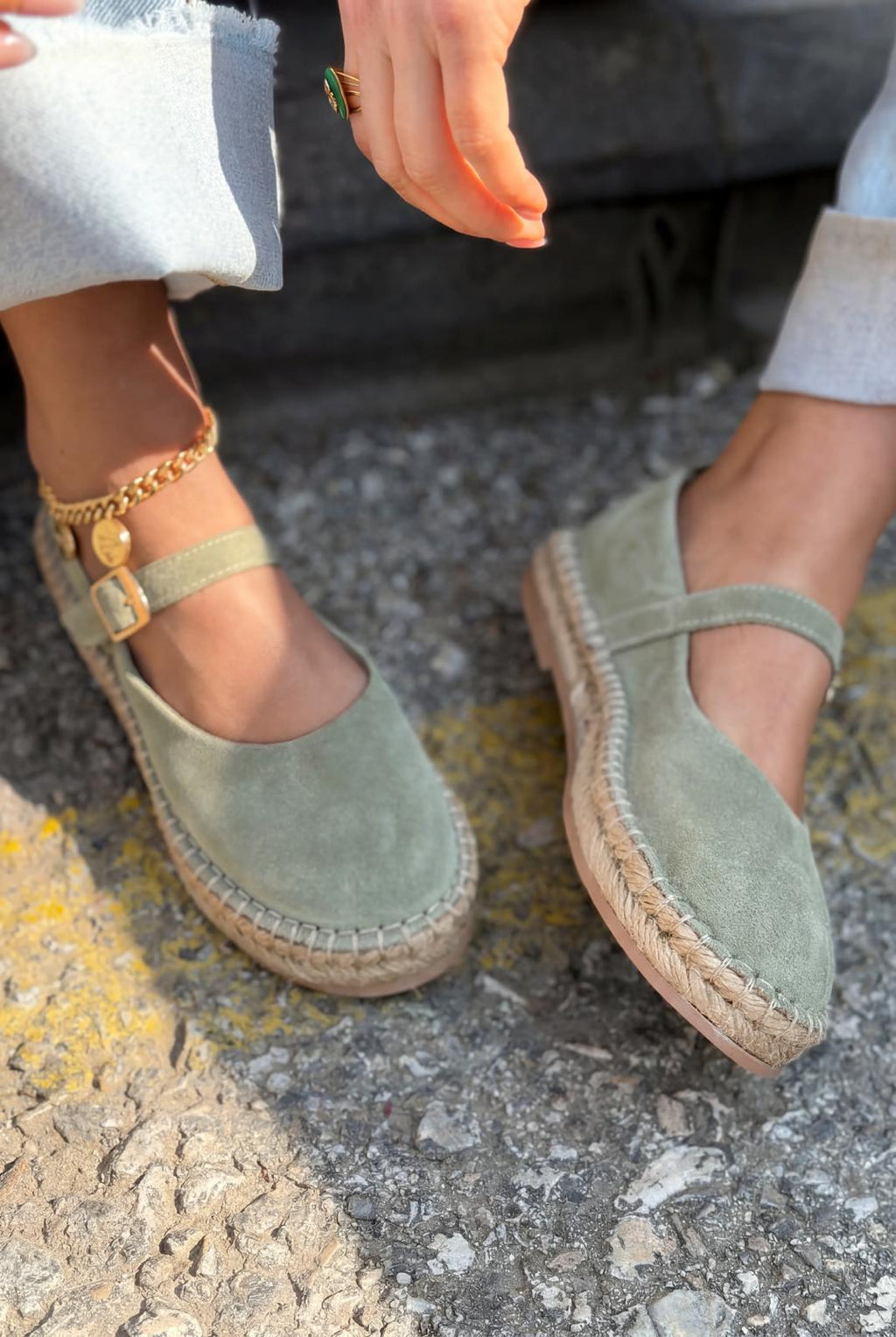Marena Mint Green Genuine Suede Women's Espadrilles