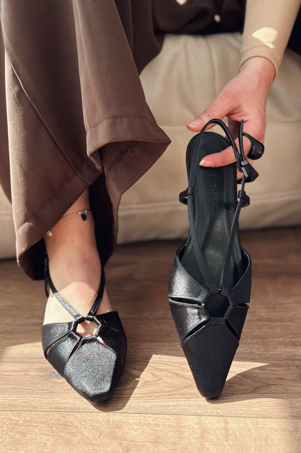 Ozeras Black Satin Women's Stilettos