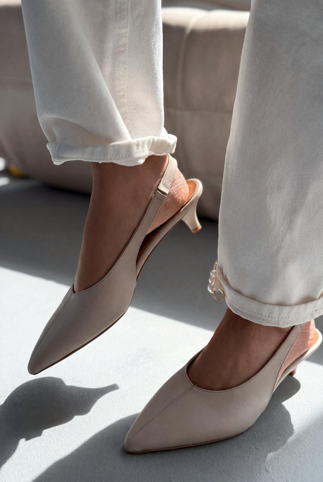Selor Beige Genuine Leather Faux Leather Women's Stilettos
