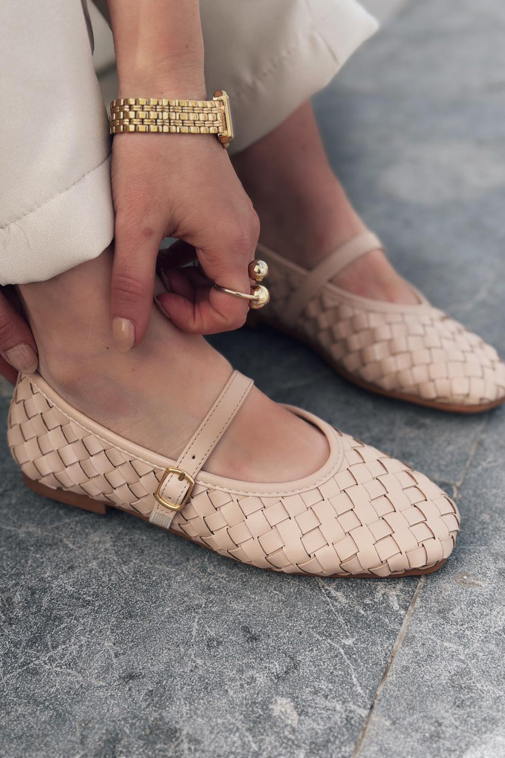 Roselle Nude Faux Leather Women's Flats