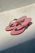 Ponya Pink Faux Leather Toe Post Pumps