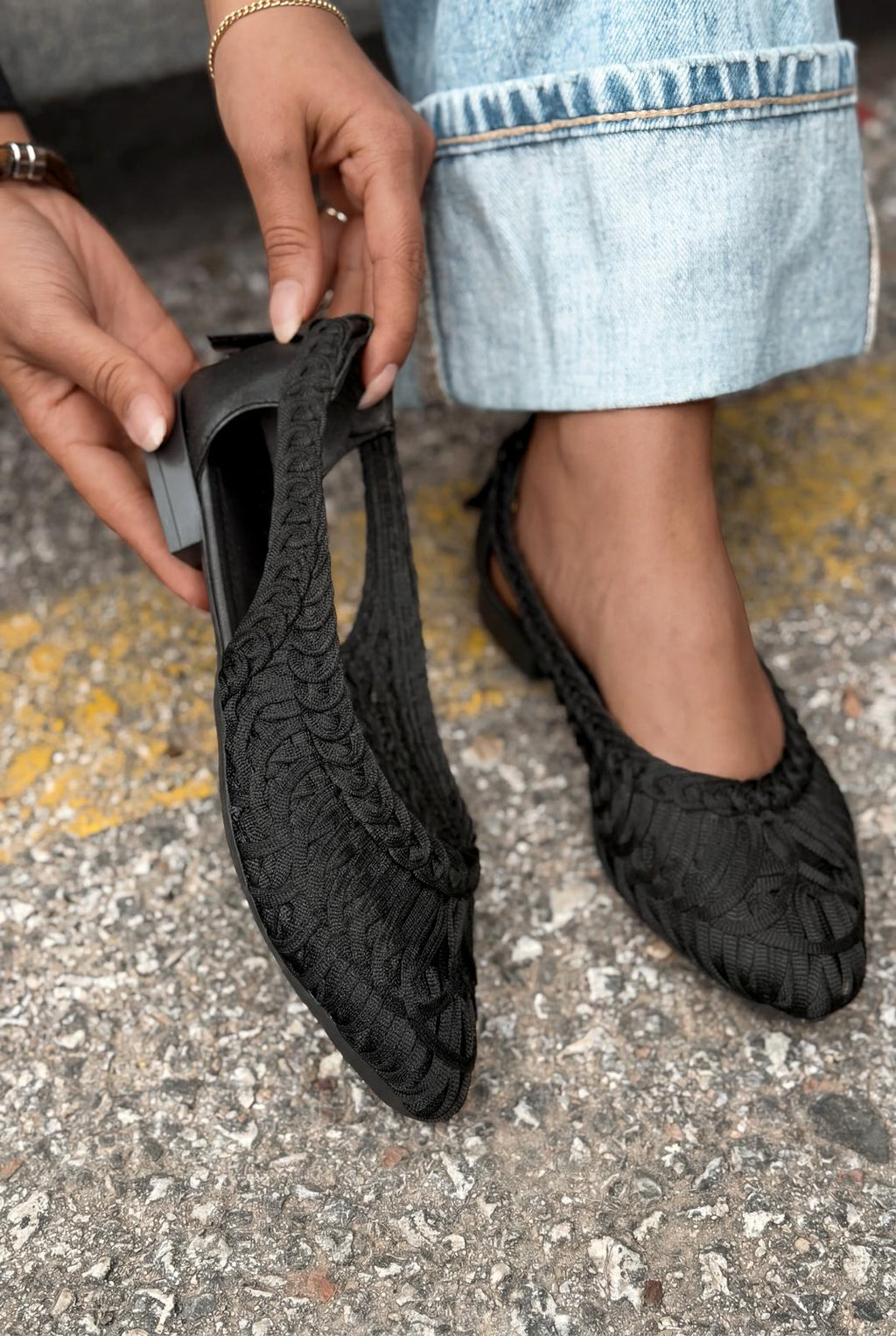 Morvik Black Synthetic Leather Women's Flats