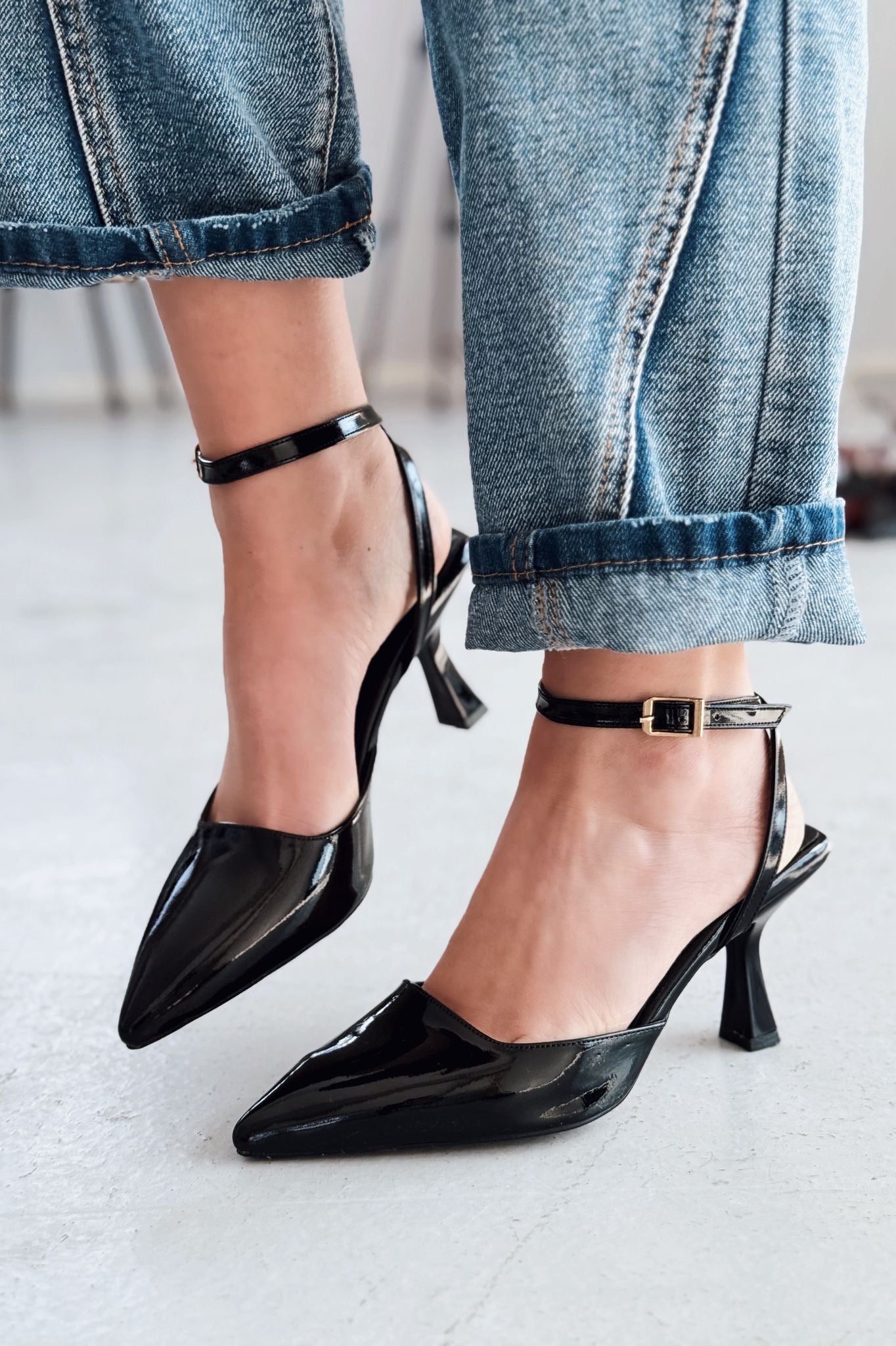 Rivara Black Patent Faux Leather Women's Pumps