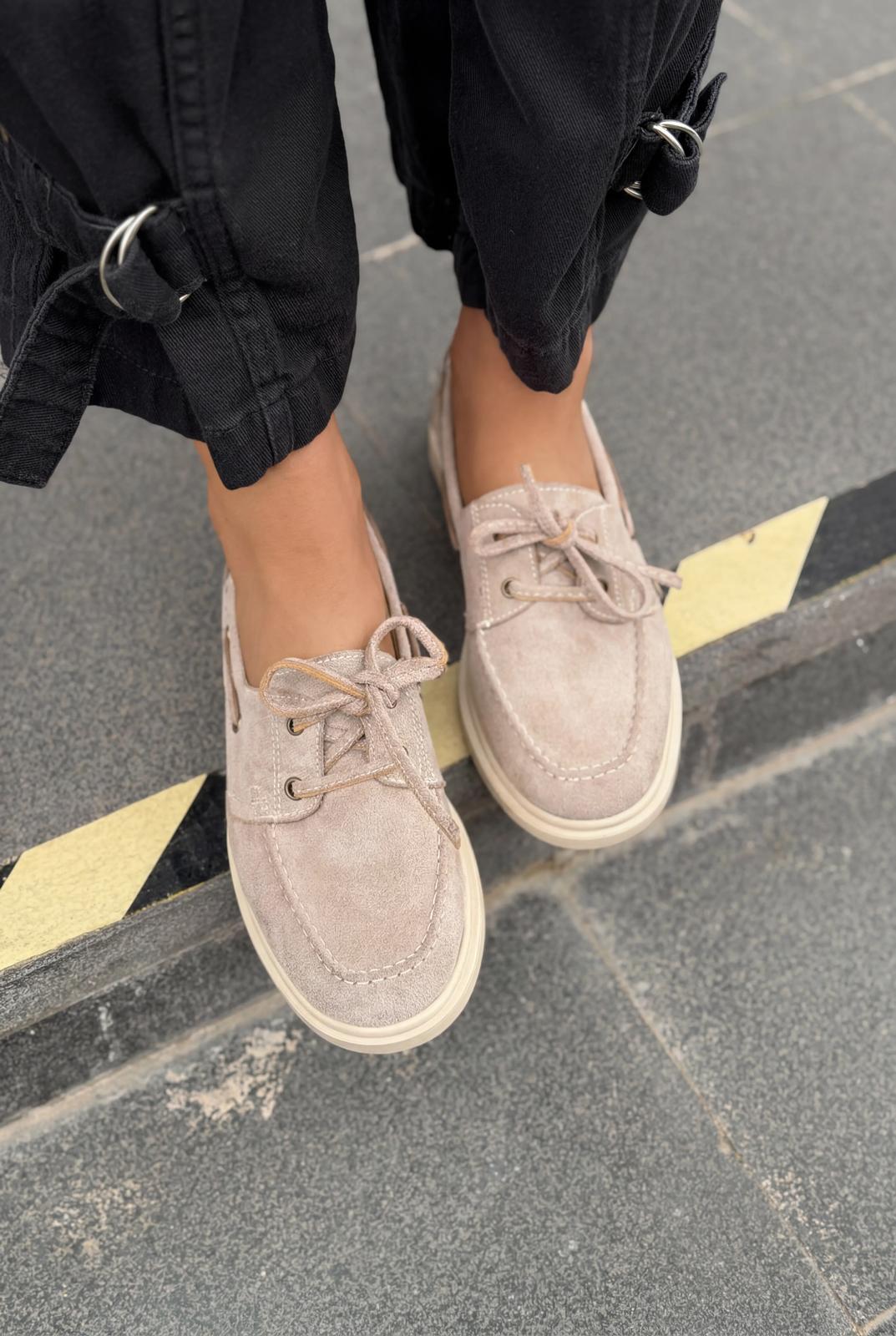Morin Taupe Suede Women's Oxford Shoes