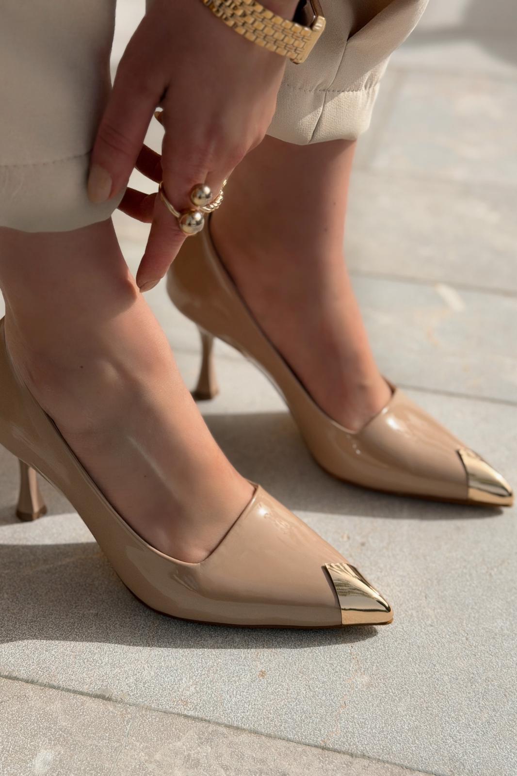 Noctra Nude Patent Faux Leather Women's Stilettos