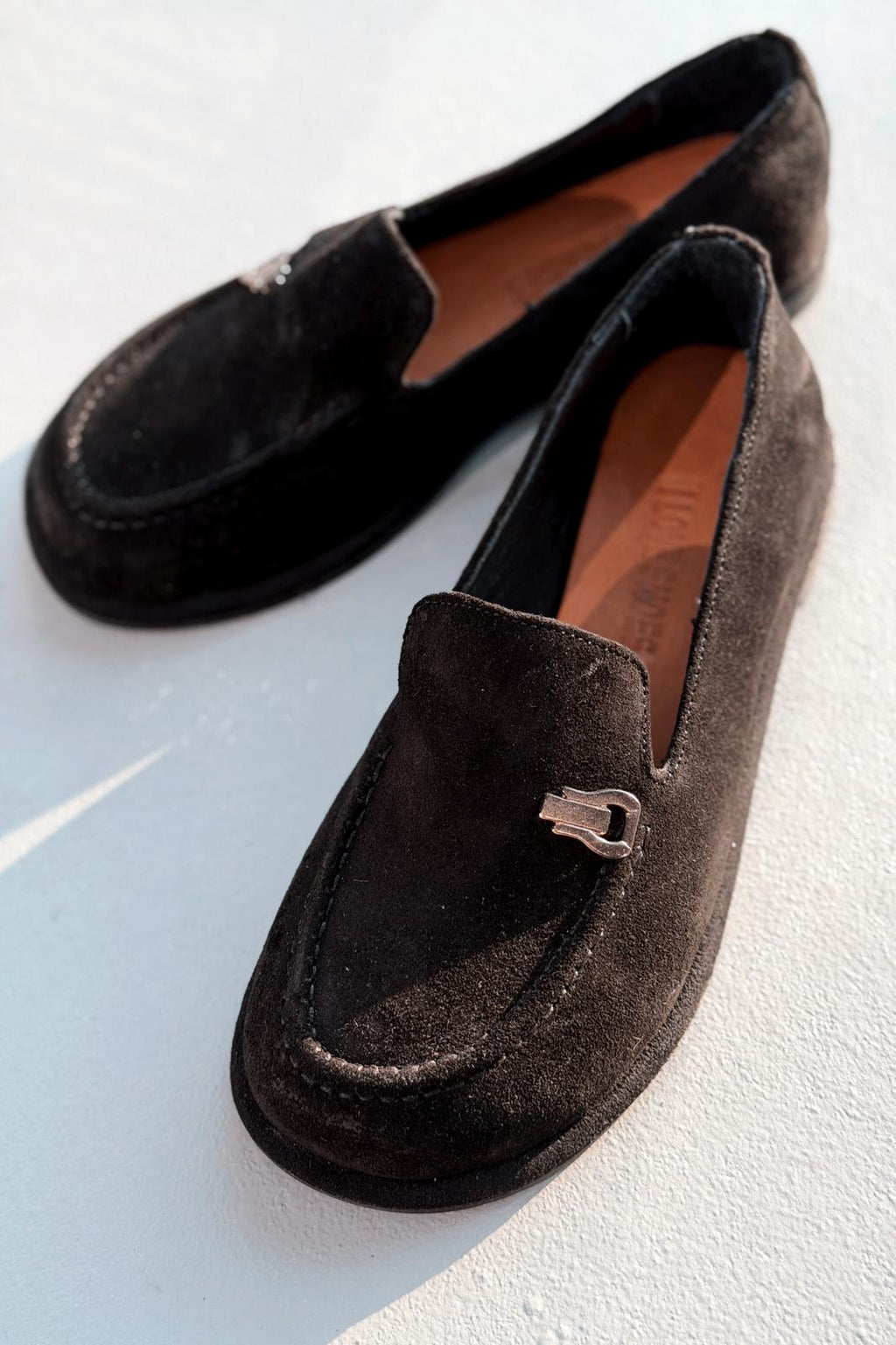 Rasen Black Genuine Suede Women's Loafers