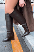 Ravita Light Brown Faux Leather Wedge Heel Women's Boots