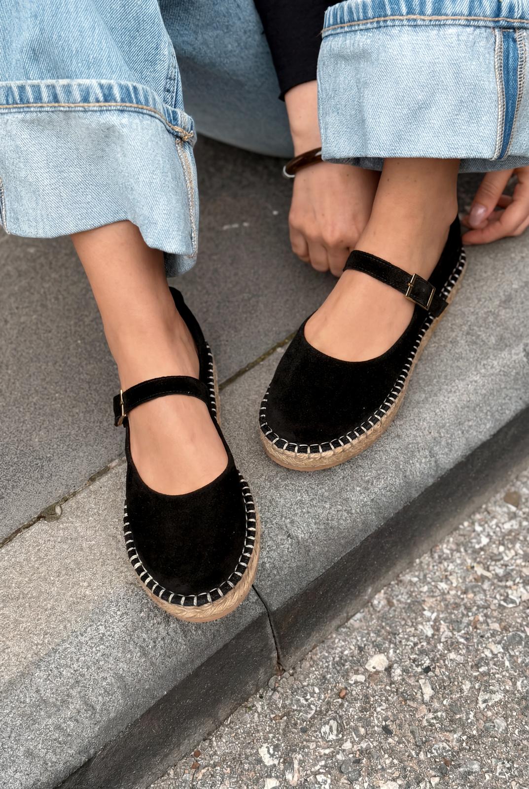 Marena Black Genuine Suede Women's Espadrille