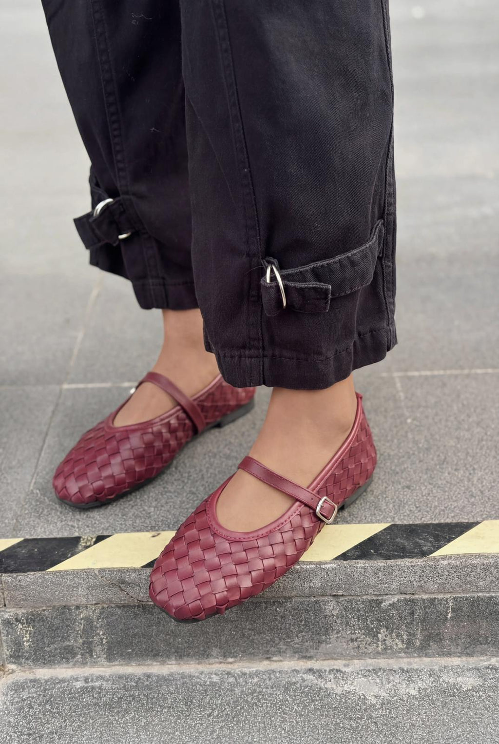 Roselle Burgundy Faux Leather Women's Flats