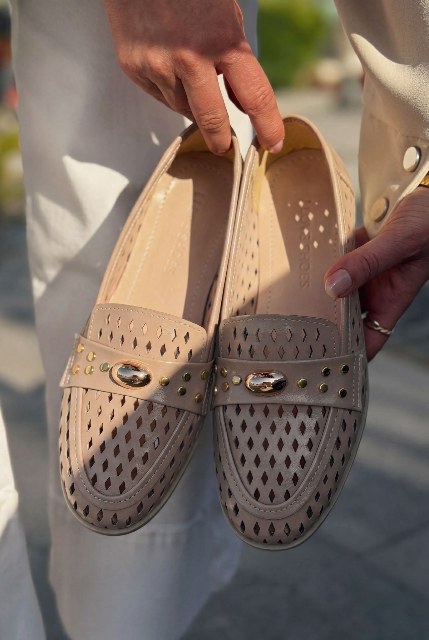 Ardion Beige Faux Leather Women's Loafers