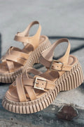 Vony Nude Patent Faux Leather Sandals