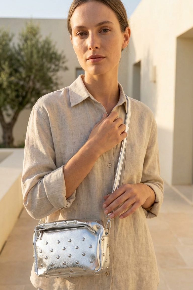 Morten Silver Faux Leather Women's Crossbody Bag