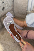 Torina White Mesh Women's Flats