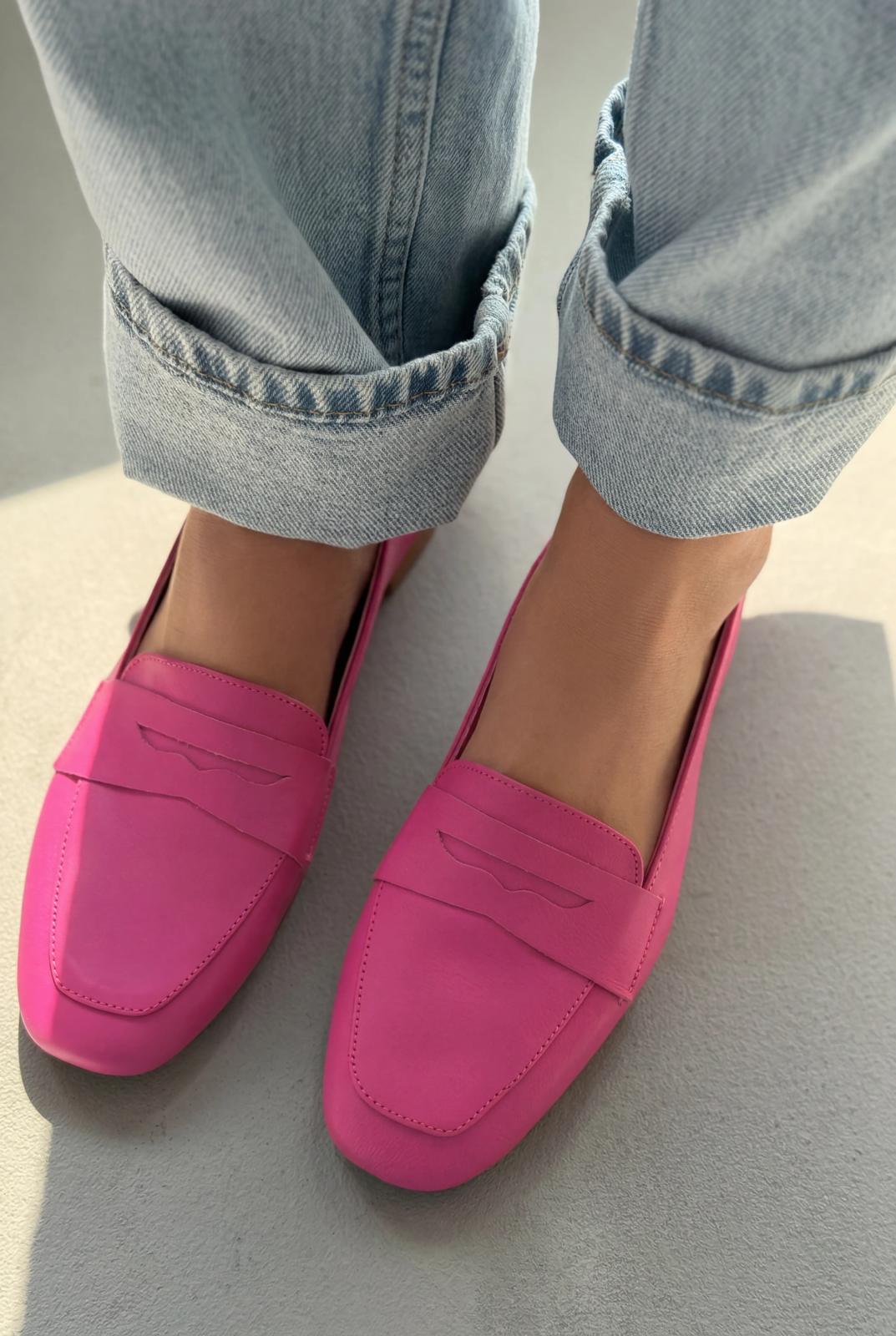 Melniel Fuchsia Genuine Leather Women's Loafers