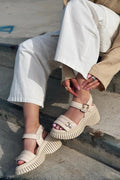 Jonix Beige Faux Leather Platform Women's Sandals
