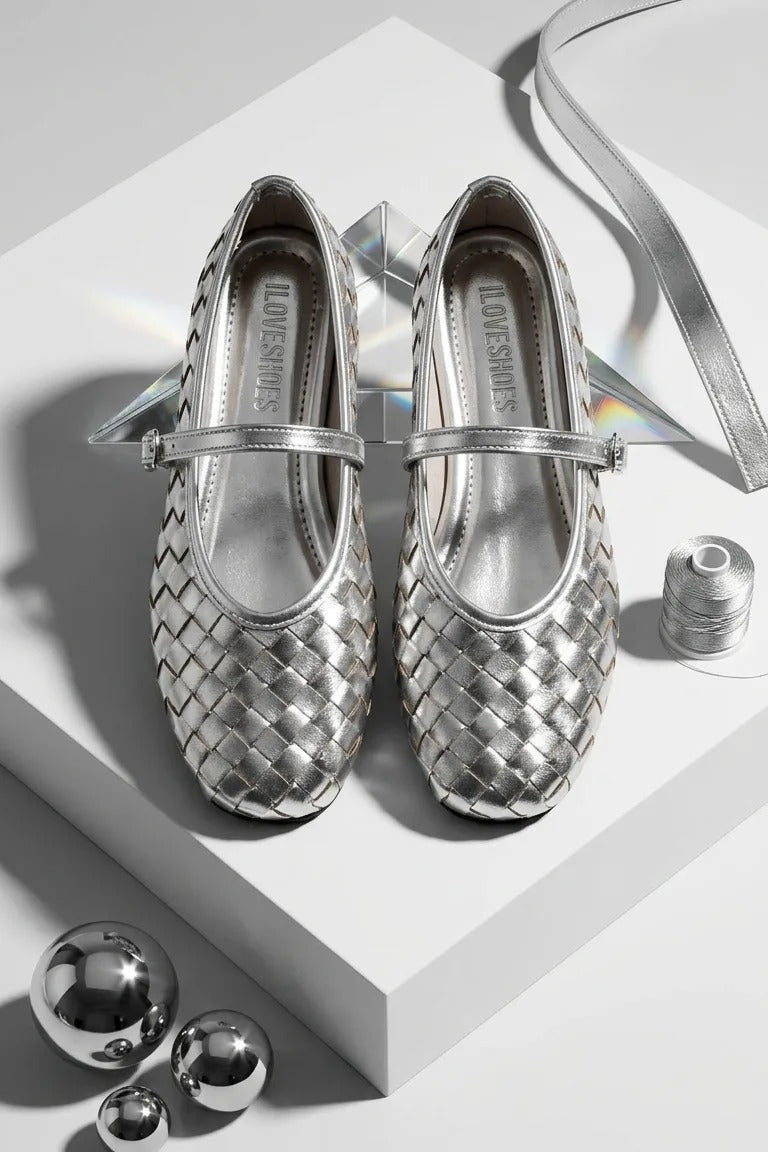 Roselle Silver Patent Faux Leather Women's Flats