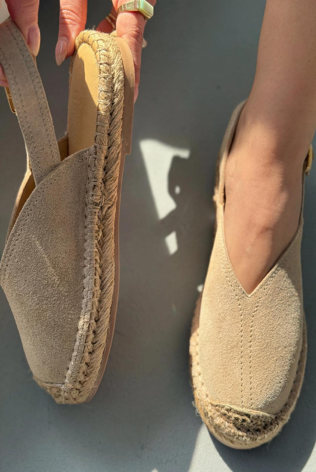 Orveth Beige Genuine Suede Women's Espadrille